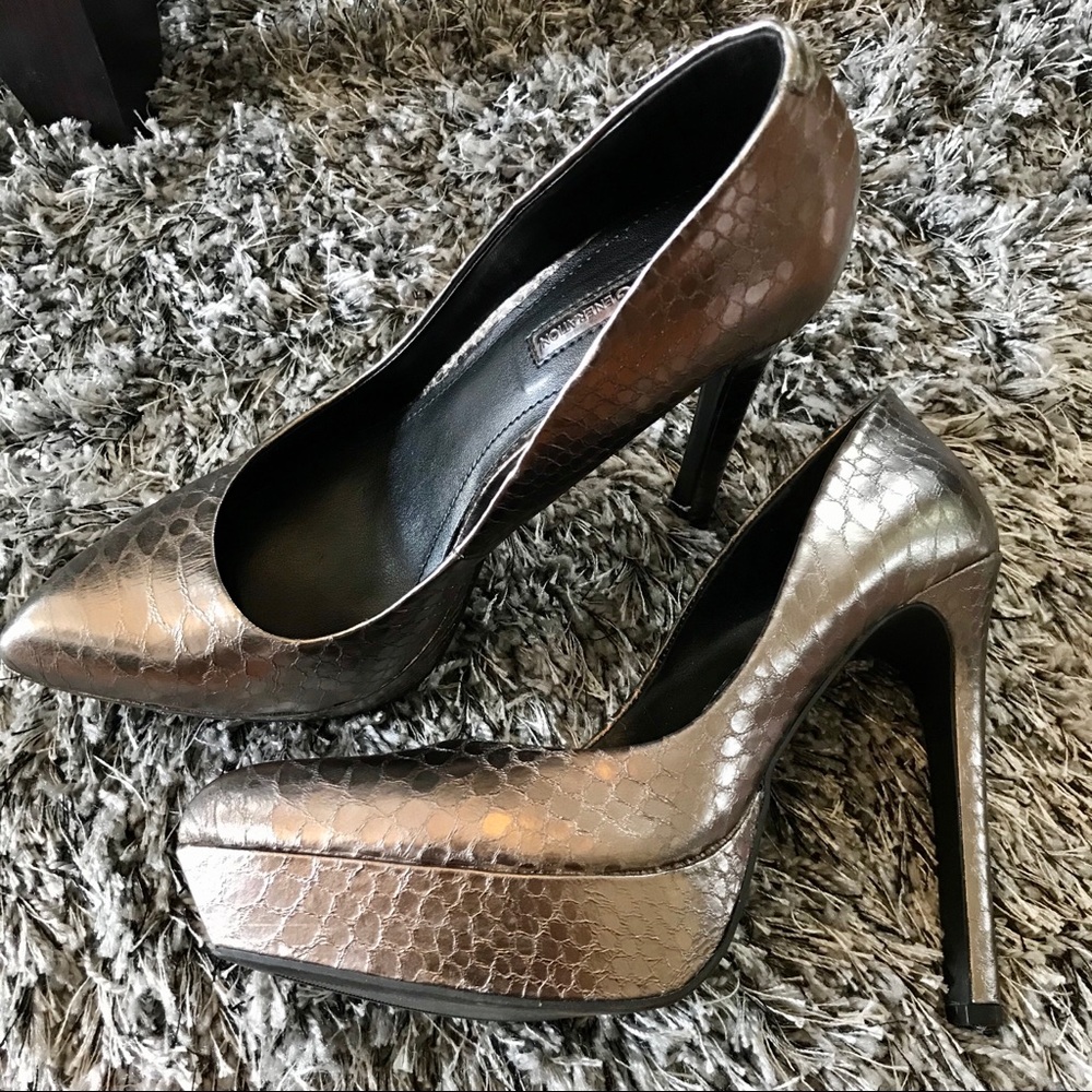 BCBG Metallic Grey Platform Heels